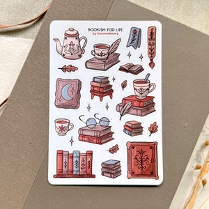Pegatinas literarias: Hoja acogedora, diario Booktok, agenda, álbum de recortes, regalo para amantes de los libros introvertidos