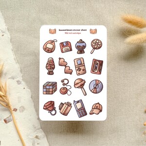 90er Jahre Nostalgie Sticker: Vinyl Retro Sheet, Y2K Cozy Cottagecore, Journal Sticker, Planer, Scrapbook