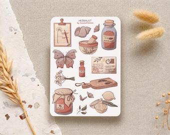 Herbalist Stickers: Cottagecore Sheet, Botanicals, Journal Stickers, Planner, Scrapbook