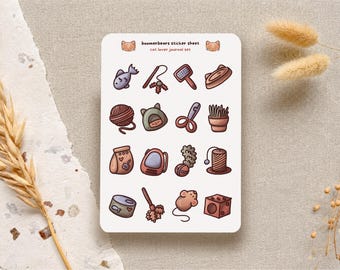 Stickers kattenliefhebber: Cosy Cottagecore, stickervel dagboek, planner, scrapbooking