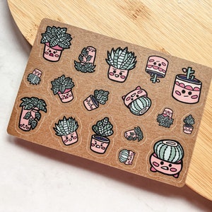 Stickervel ongelukkige planten | Ambachtelijke papieren sticker | Milieuvriendelijke sticker | Schattige botanische ontwerpen