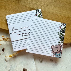 Fogli di promemoria sciolti Teddy Bear / Blocco note a righe con design Cottagecore / Carina cancelleria per diario, liste di cose da fare e appunti