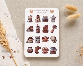 Coffee Stickers: Cafe Sheet, Cozy Cottagecore for Journal, Planners, Scrapbook Lovers