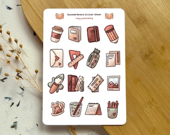 Cozy Journaling | Cottagecore Sticker Sheet for Journals & Planners | Charming Vinyl Paper Stickers | Bullet Journal Pack, Scrapbooking Set