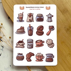Tempo per un caffè / Foglio di adesivi Cottagecore / Adesivi estetici a tema caffè accogliente per journaling, scrapbooking e planner