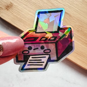 Skurril Drucker Holografisch Vinyl Sticker | Lustige Schreibtisch Figur
