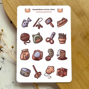 Katzenliebhaber Journal Set | Vinyl Sticker Bogen | Cottagecore Aesthetic Stickers für Journaling und Planer, Bullet Journal Sticker