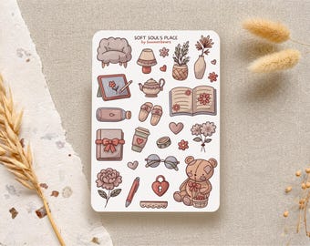 Soft Soul Stickers: Cozy Sheet, Book Lover, Journal Stickers, Planner, Diary, Scrapbook