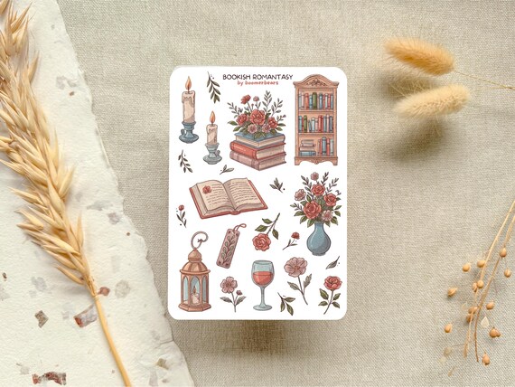 Romantasy Stickers: Vinyl Bookish Cozy Sticker Sheet, Cottagecore Reading and Journaling