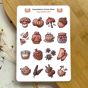 Hoja de pegatinas de otoño acogedor / Hoja de pegatinas de las 4 estaciones / Pegatinas de vinilo de otoño para Bullet Journals y planificadores