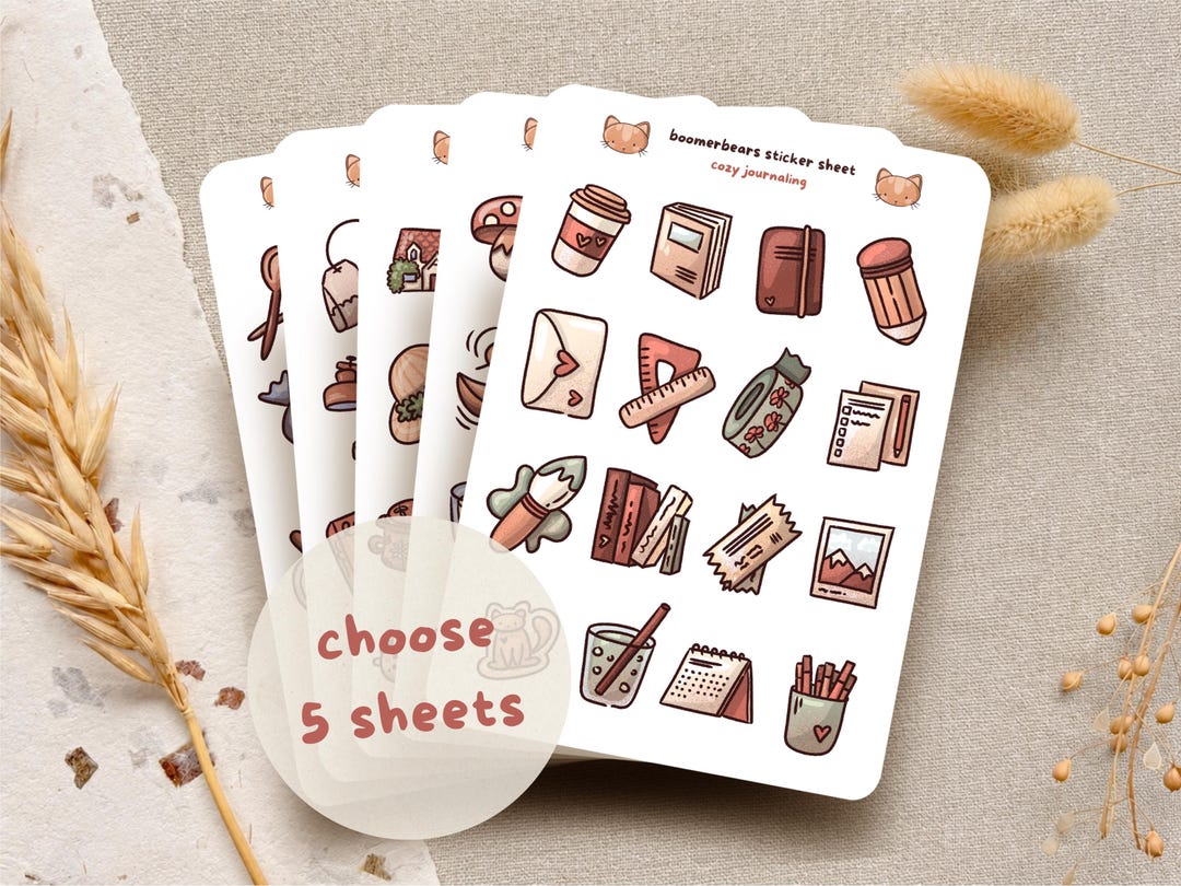 5 Sticker Sheets: Custom Bundle, Cozy Personalised Set, Journal ...