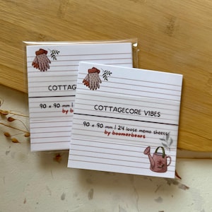 Guanti da giardino e annaffiatoio / Fogli promemoria Cottagecore / Carta da lettere a righe per gli amanti della natura / Regalo di cancelleria accogliente / Estetica cottage