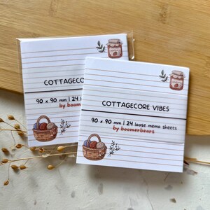 Barattolo di marmellata e cestino di lana / Fogli di promemoria Cottagecore / Carta da lettere a righe per gli amanti della vita in cottage / Cancelleria romantica / Carta di ispirazione vintage