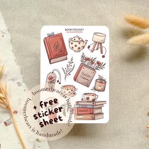Booktrovert Stickers: Vinyl Cozy Book Stack, Cottagecore Sticker Sheet, Journal Stickers