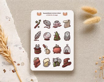 Witchy Stickers: Magic Sticker Sheet, Cozy Cottagecore, Journal Stickers, Planner, Scrapbooking