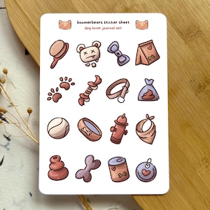 de journal pour amoureux des chiens | Feuille d'autocollants en papier vinyle | Stickers esthétiques Cottagecore pour journal et agendas