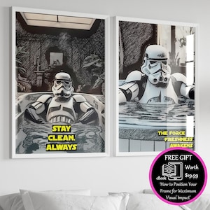 Grappige Star Wars Stormtrooper-badposter: badkamermuurkunst (digitale print)