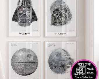 Star Wars Darth Vader Death Printable Star Wars Poster Death Star Destroyed Print Wall Art Star Wars Decor Painting Sith Home Gift Art Print