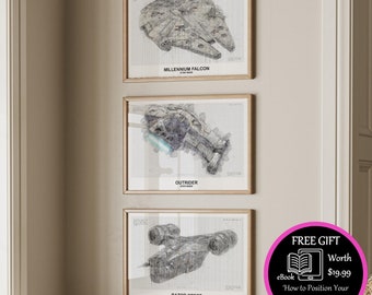 Star Wars Millennium Falcon Concept Sketch Printable Star Wars Poster Razor Crest Print Wall Art Star Wars Outrider Painting Spaceship Gift
