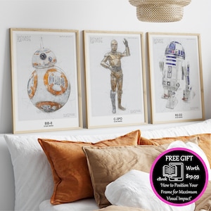 C3-PO R2-D2 BB-8 Concept Sketch: Star Wars Art Print (Digital Download)