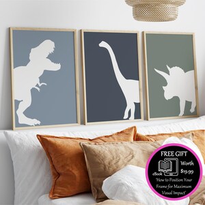 Dinosaur Print Tyrannosaurus T-Rex Wall Art Triceratops Poster Brachiosaurus Dinosaur Nursery Decor Baby Boy Home Gift Jurassic Park Decal