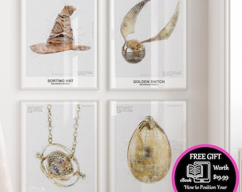 Zauberer Poster Set: Gold Schnatz, Sprechender Hut, Zeitumkehrer (Digitaler Download)