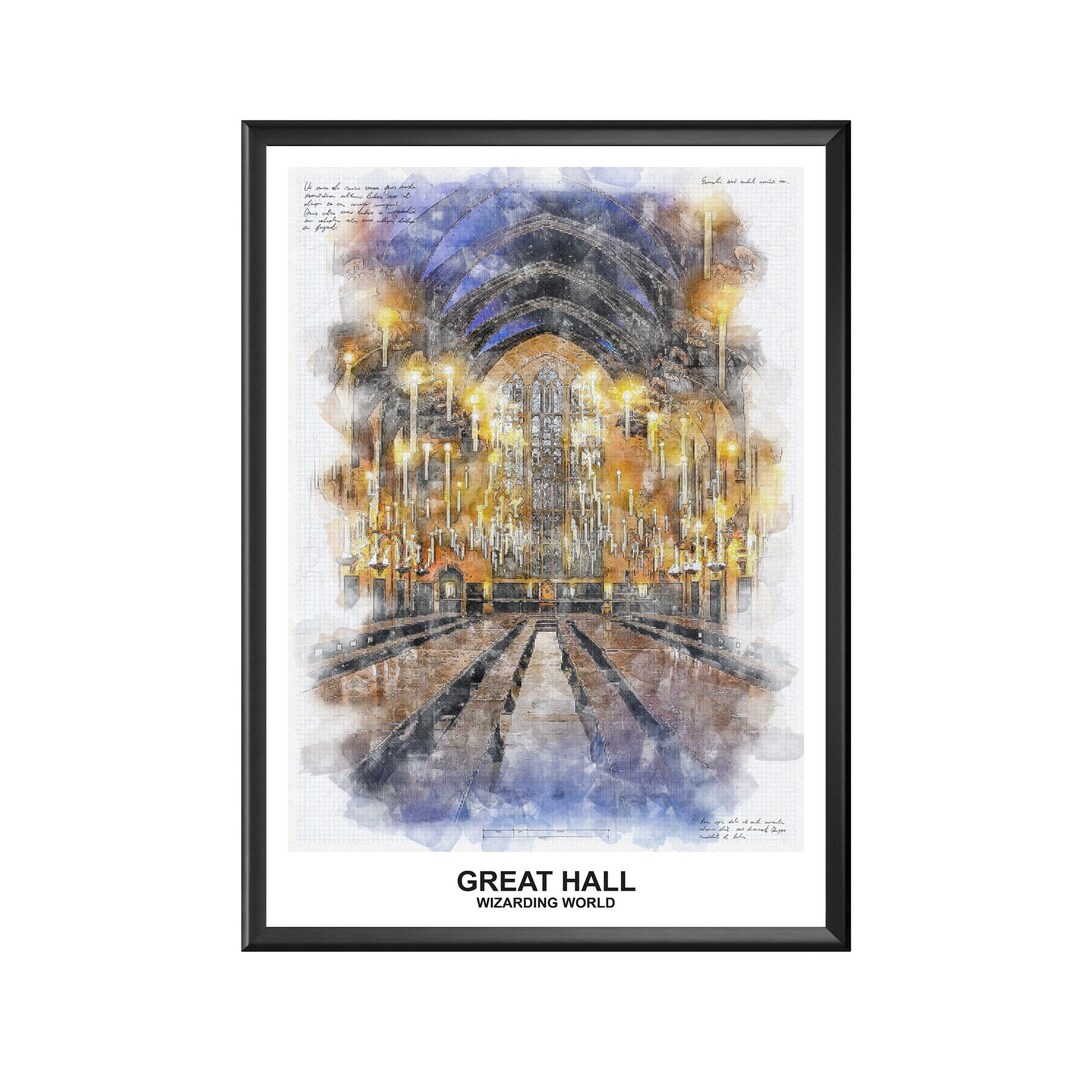 Buy Wizard School Great Hall, Wizard Poster, Potter Wall Art, Wizarding ...