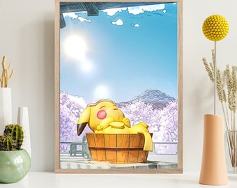 ポケモン アートポスター ピカチュウ ポケモンアートプリント バスルーム装飾 ピカチュウ ポケモン壁装飾