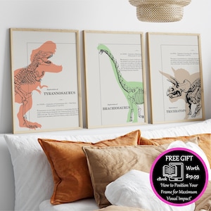 Dinosaur Print Tyrannosaurus T-Rex Wall Art Triceratops Poster Brachiosaurus Dinosaur Nursery Decor Baby Boy Jurassic Park Decal Home Gift