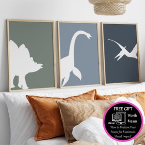 Dinosaur Print Pterodactyl Wall Art Stegosaurus Decal Plesiosaur Dinosaur Nursery Decor Kids Gift Jurassic Home Art Dinosaur Poster Baby Boy