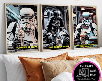 Star Wars Storm Trooper Coffee Printable Star Wars Poster Darth Vader Print Wall Art Star Wars Decor Painting Coffee Home Gift Stormtrooper