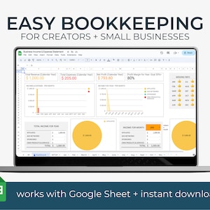 Small Business Bookkeeping Spreadsheet | Google Sheets Template | Easy Income & Expense Tracker