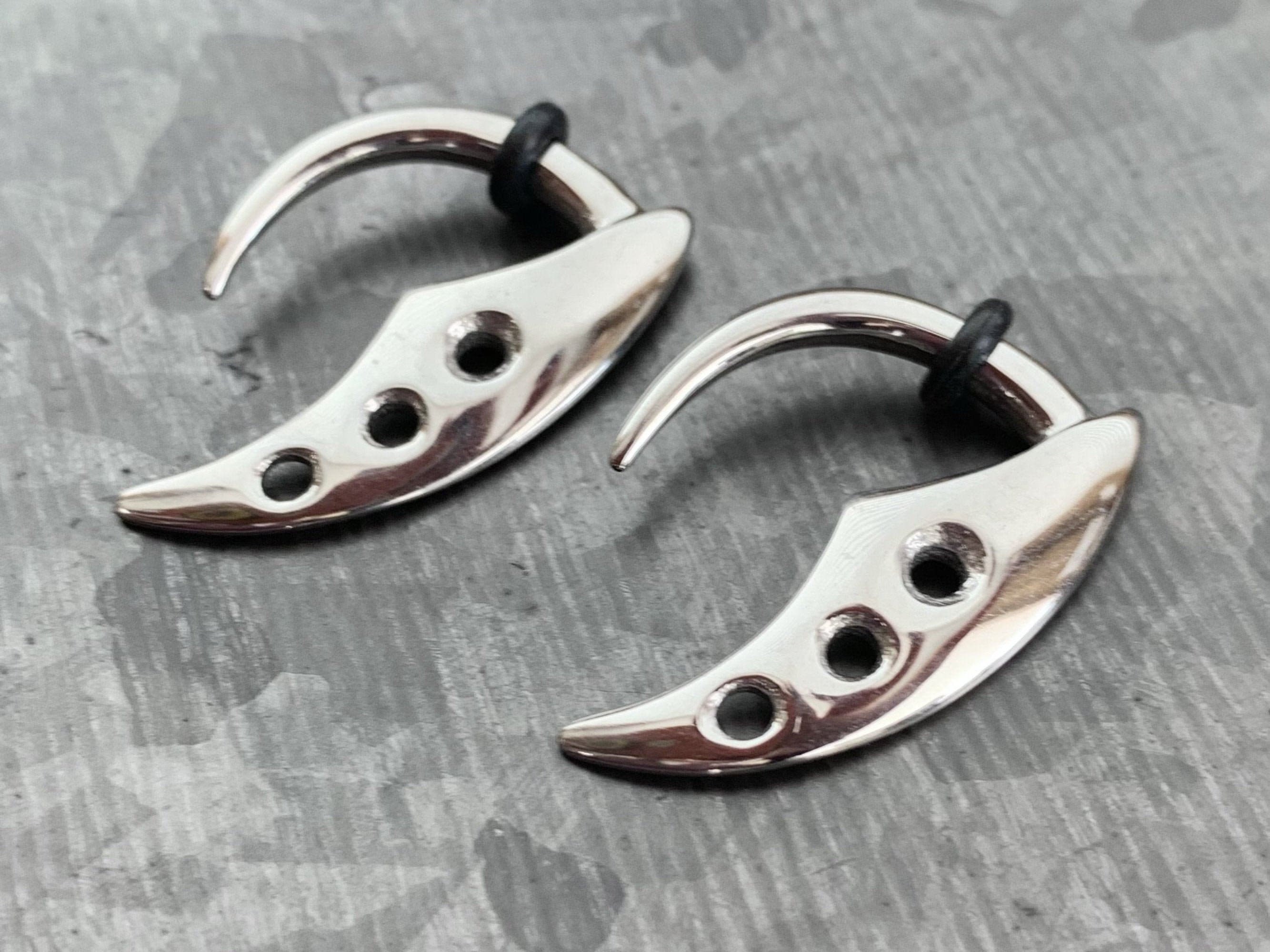 PAIR of Grim Reaper-Fang Style Steel Tapers Hangers / Lobe Expander