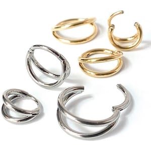 1pc Solid Titanium Double Hoop Hinged Segment Ring Helix Ear Cartilage Septum