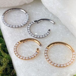 1pc Front Pearls Titanium Hinged Segment Ring Orbital Helix Septum Ear Cartilage - 16g only
