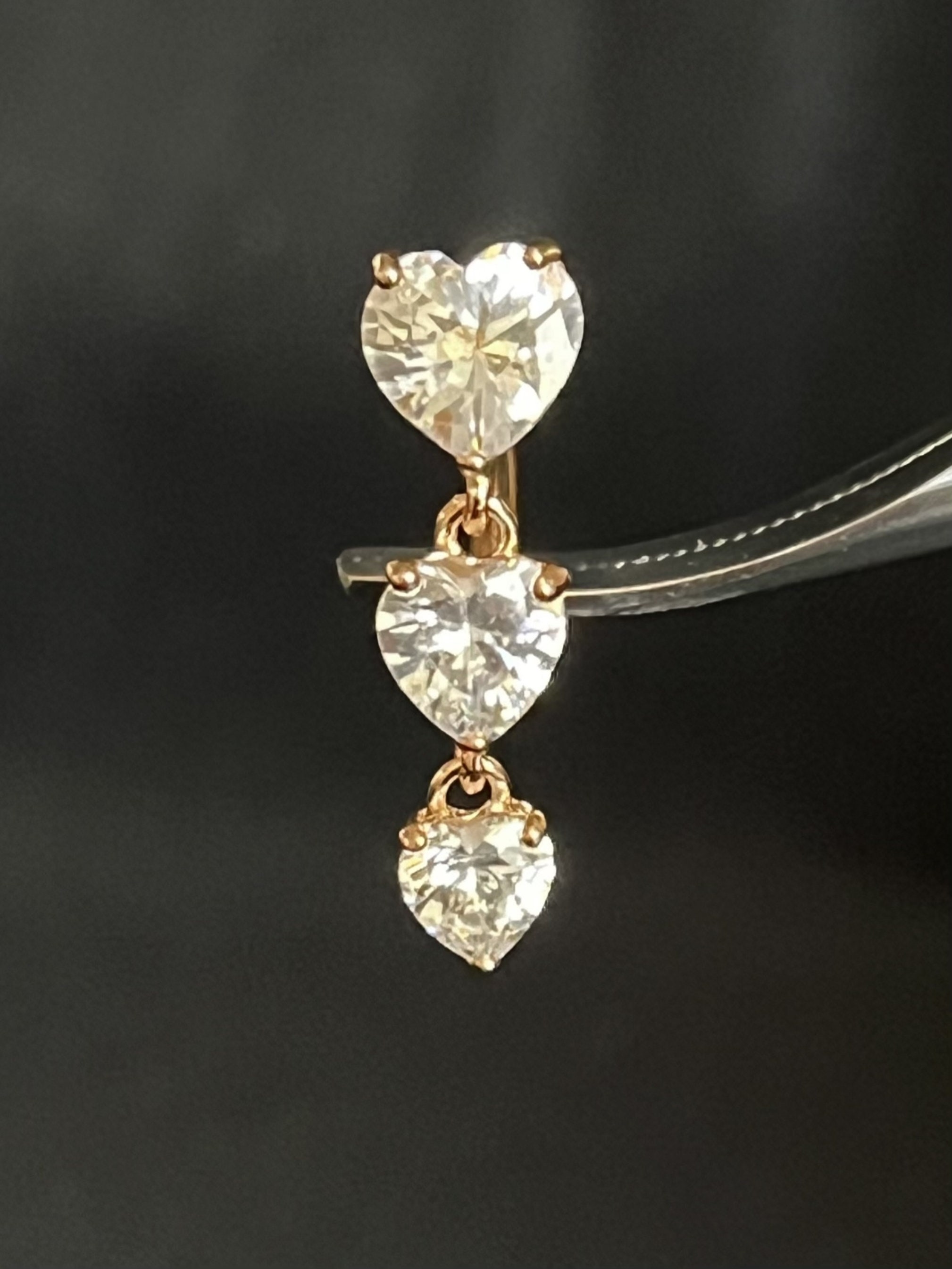 316L Surgical Steel White CZ Heart Shaped Non Dangle Belly Ring | Pierced Universe