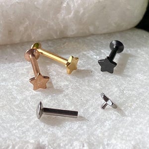 4pc Value Pack Ion Plated Steel Internally Threaded Star Labrets / Monroes