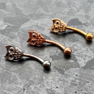 1 Owl Surgical Steel Eyebrow Ring with Curved Barbell - 16g (1.2mm), length 5/16" (8mm), Ball 3mm - Silver, Gold or Rose Gold available!