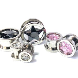 thumbnail image 2 of Pair Tribal Heart Filigree Screw Fit Tunnels Earlets Gauges Plugs Body Jewelry - Black Abalone 316L Surgical Steel 2 of 4