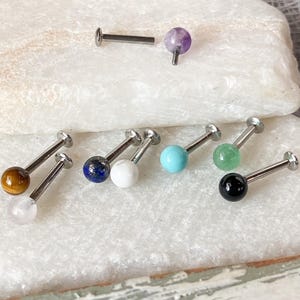 1pc Natural Stone Labret 16g Stud Monroe Helix Tragus Cartilage Ring