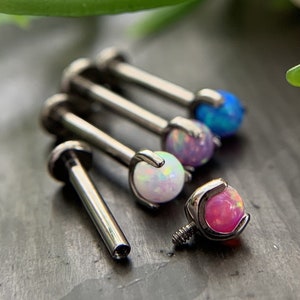 1 Piece Claw 3 Prong Opal Ball Titanium Labret-Monroe-Stud-Lip Ring-Helix Ear Cartilage - 16g - 5/8" (8mm) - Can be used for many piercings!
