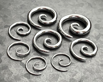 PAIR of Unique Stainless Steel Spiral Tapers Expanders - Gauges 14g thru 0g (8mm) available!