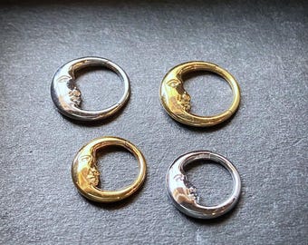 1pc Face of the Moon Hinged Segment Ring 16g Helix Septum Clicker Surgical Steel