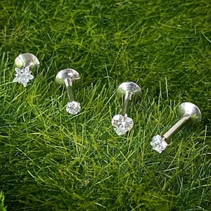 4pc Value Pack Internally Threaded Heart, Round, Square, Star Shaped Gem Labrets
