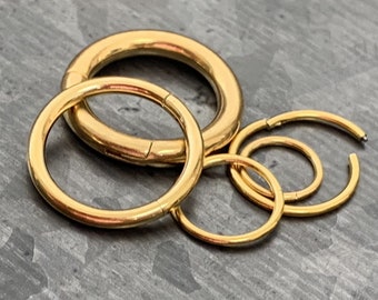 1 Piece of Stunning Gold Hinged Segment Septum Ring/Hoop - Gauges 10g, 12g, 14g, 16g, 18g & 20g available!
