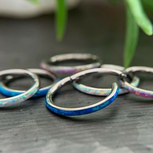 1pc Opal Outer Edge Hinged Segment Ring Septum Orbital Helix Ear Cartilage
