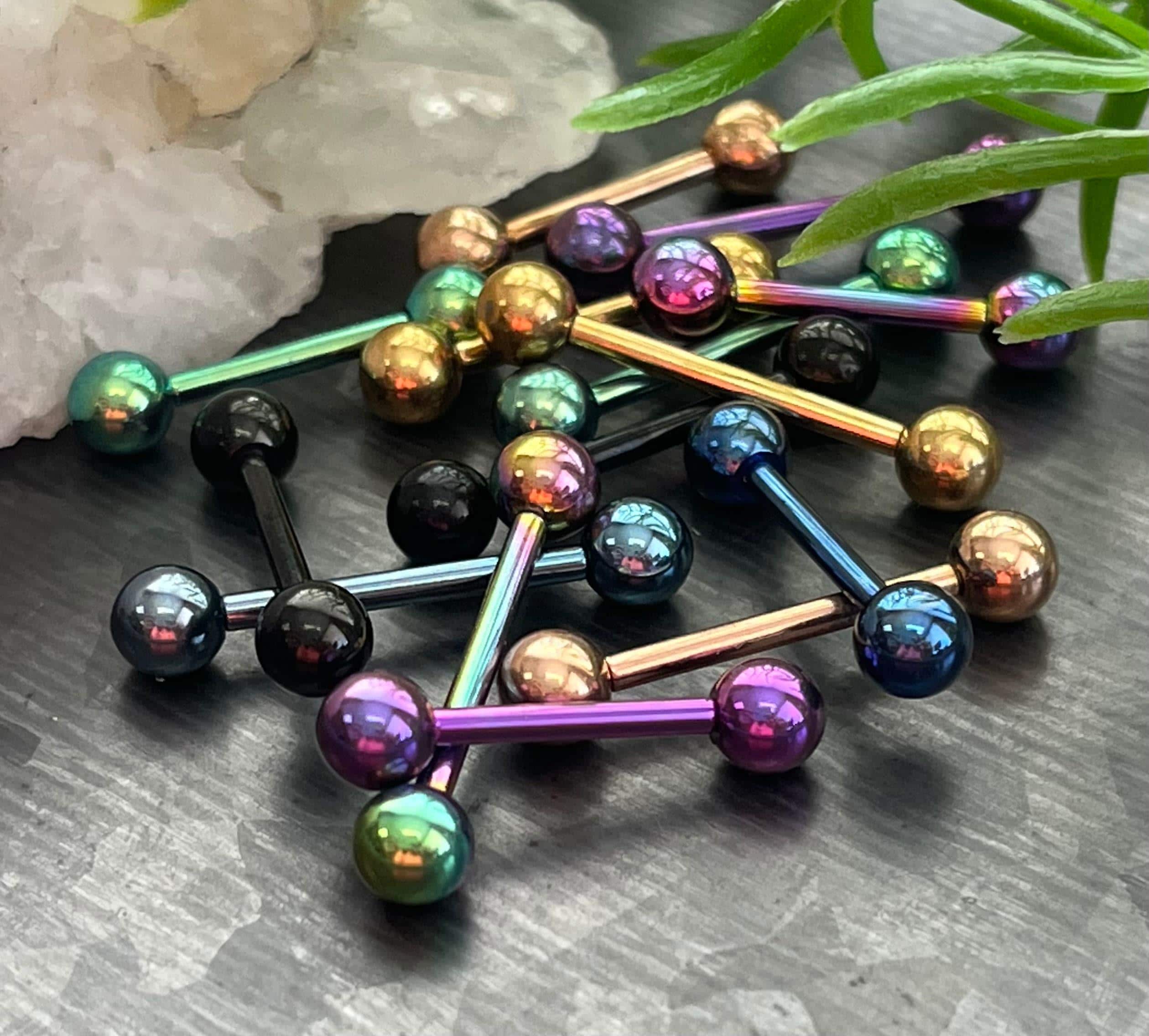 1 Piece of Implant Grade Titanium Internally Threaded Industrial Barbell - Tongue - 14g - Wearable Length 12mm or 16mm, 7 Colors Available!