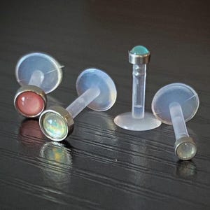 1pc Bioflex Illuminating Stone Labret 16g Monroe Tragus Ear Cartilage Stud Bio Flex