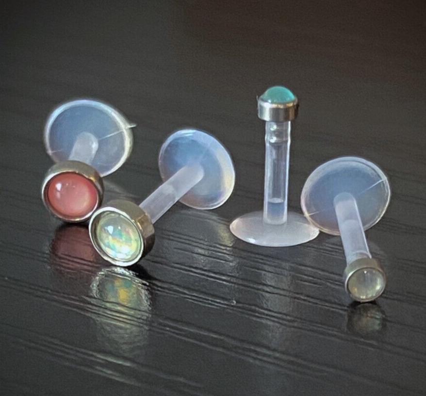 1pc Bioflex Illuminating Stone Labret 16g Monroe Tragus Ear Cartilage Stud Bio Flex
