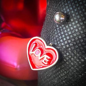 LOVE Enamel Red Heart Belly Ring Navel Piercing Pierced Naval Body Jewelry